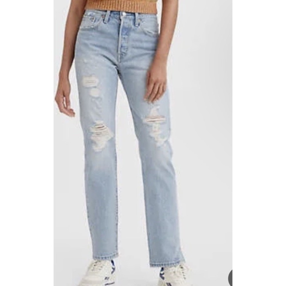 Levi's Premium Big E 501 Blue Jeans Light Wash Denim High Rise Women's 25x 28